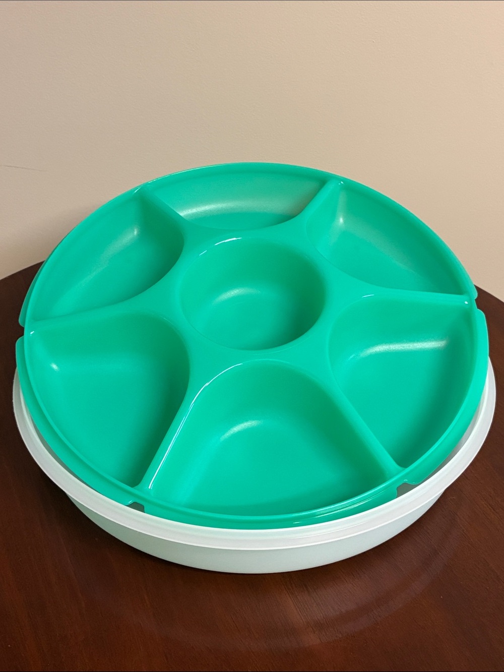 Tupperware Divided Serving Tray Veg Snack Fruit Dip; Lid #1666D-1, Tray #1665A-1